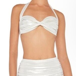 Norma Kamali Pearl Ruched Mini Skirt Set